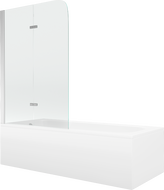 Mexen Vega rectangular bathtub 160 x 70 cm with panels and a 2-wing screen 100 cm, Transparent, Chrome - 550116070X9010020100