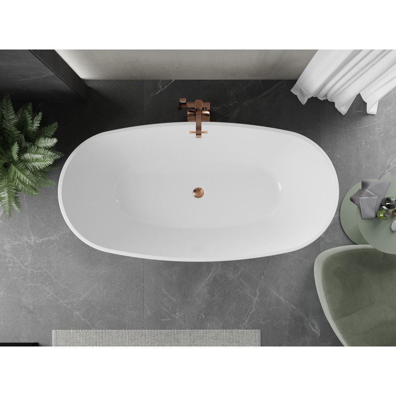 Mexen Eris free-standing bathtub 180 x 80 cm, white/black, overflow rose gold - 53441808075-60