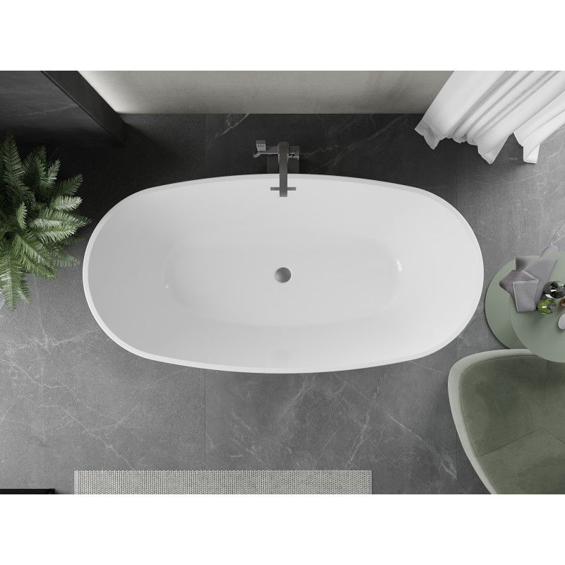 Mexen Eris Freestanding Bathtub 180 x 80 cm, White/Black, Gun Metal Overflow - 53441808075-95