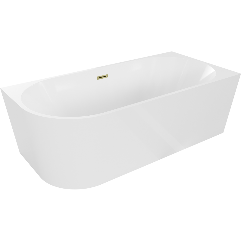Mexen Mia free-standing corner right bathtub 180 x 80 cm, white, gold overflow - 52691808000P-50