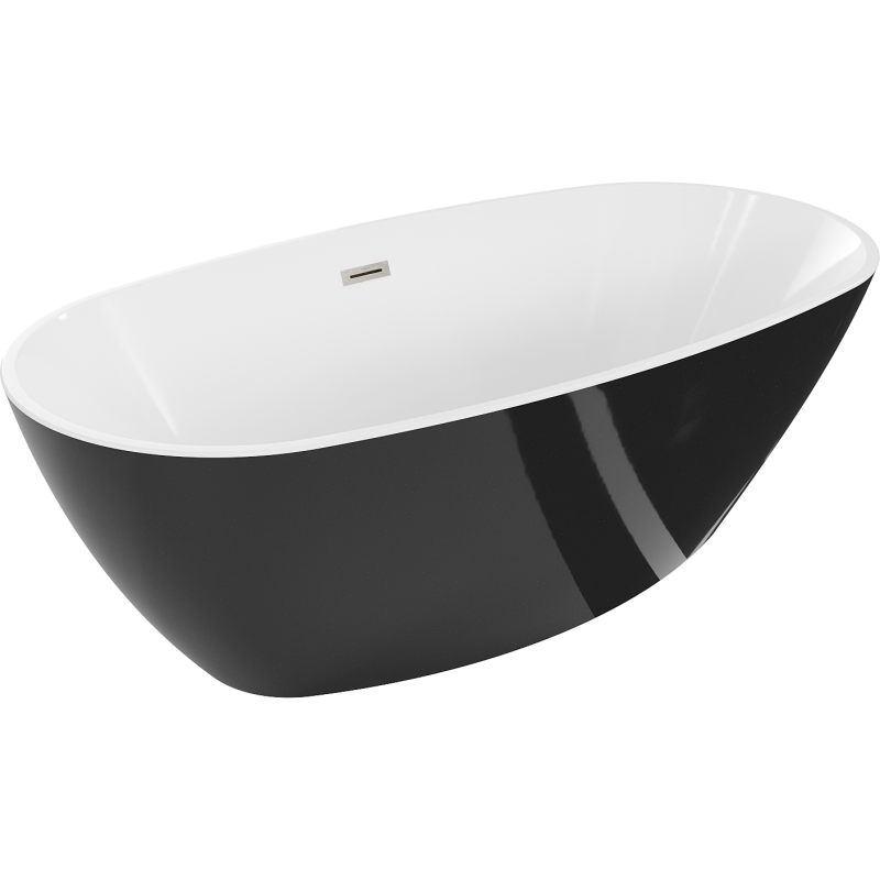 Mexen Eris freestanding bathtub 180 x 80 cm, white/black, brushed nickel overflow - 53441808075-97