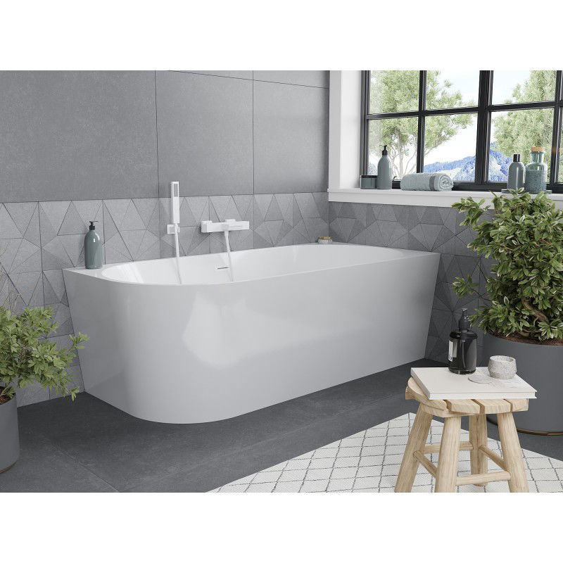 Mexen Mia freestanding corner right bathtub 180 x 80 cm, white, white overflow - 52691808000P-20