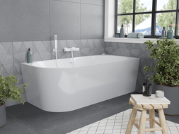 Mexen Mia freestanding corner bathtub right 180 x 80 cm, white, white overflow - 52691808000P-20