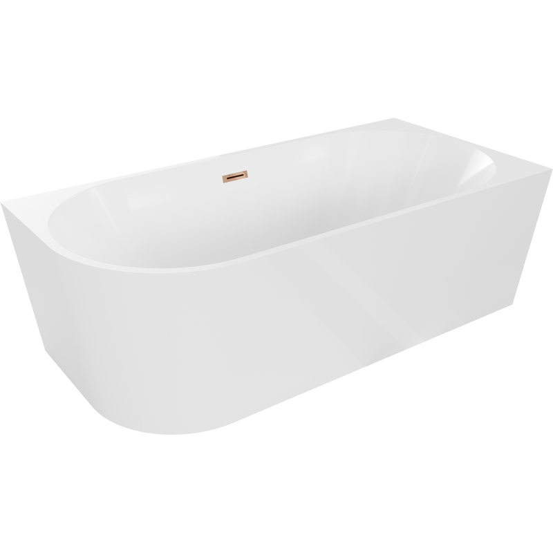 Mexen Mia freestanding corner bathtub right 180 x 80 cm, white, overflow rose gold - 52691808000P-60