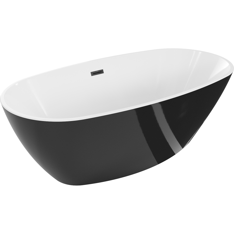 Mexen Eris freestanding bathtub 180 x 80 cm, white/black, black overflow - 53441808075-70