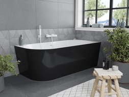Mexen Mia freestanding right corner bathtub 180 x 80 cm, white/black, white overflow - 52691808075P-20