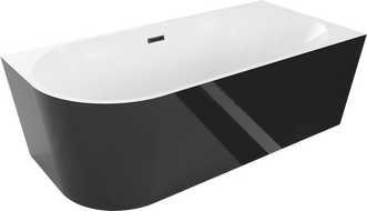Mexen Mia freestanding corner bath right 180 x 80 cm, white/black, black overflow - 52691808075P-70