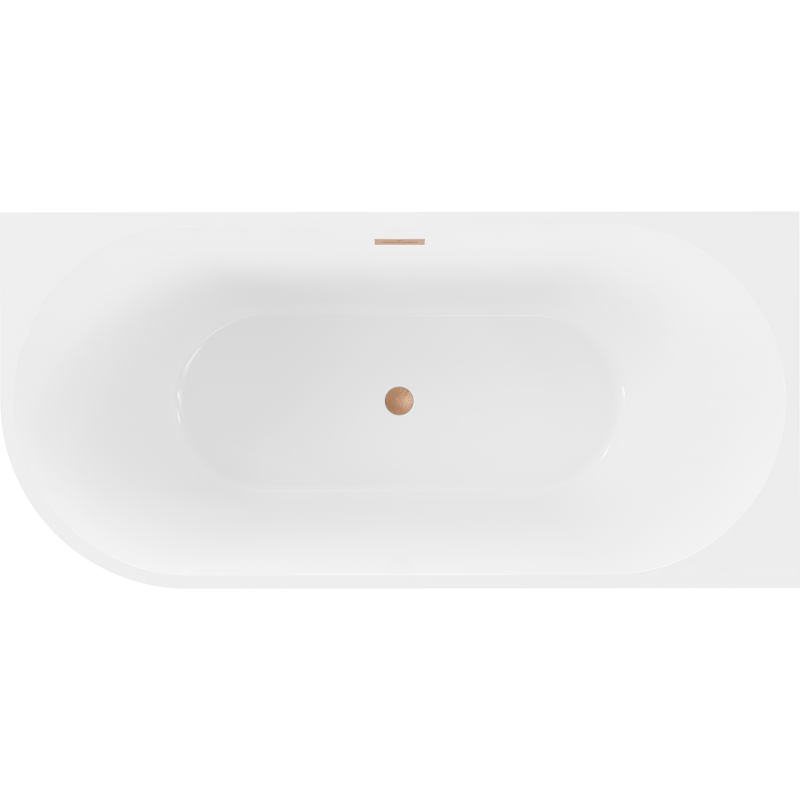 Mexen Mia Free-Standing Corner Right Bathtub 180 x 80 cm, White/Black, Brushed Copper Overflow - 52691808075P-65