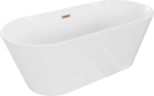 Mexen Flavia free-standing bath 150 x 75 cm, white, brushed copper overflow - 54031507500-65