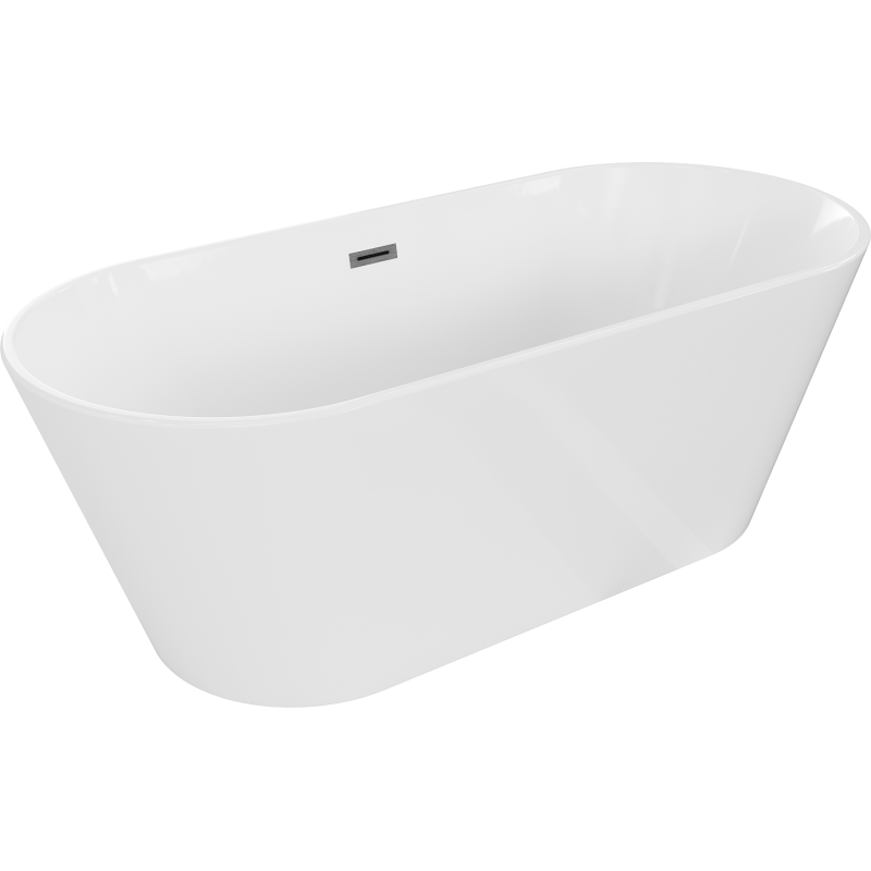 Mexen Flavia freestanding bath 150 x 75 cm, white, brushed gun gray overflow - 54031507500-66