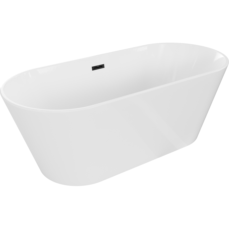 Mexen Flavia 150 x 75 cm, free-standing bath, white, black overflow - 54031507500-70