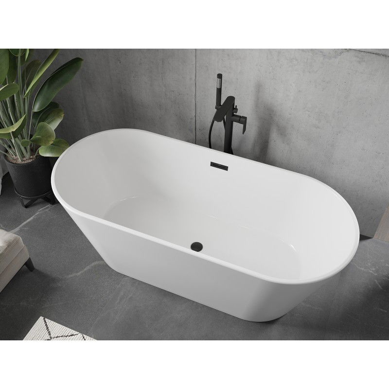 Mexen Flavia 150 x 75 cm, free-standing bath, white, black overflow - 54031507500-70