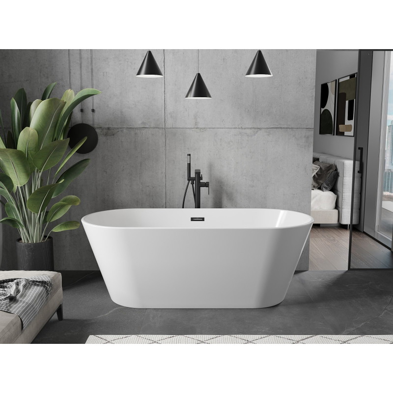 Mexen Flavia freestanding bathtub 150 x 75 cm, white, black overflow - 54031507500-B
