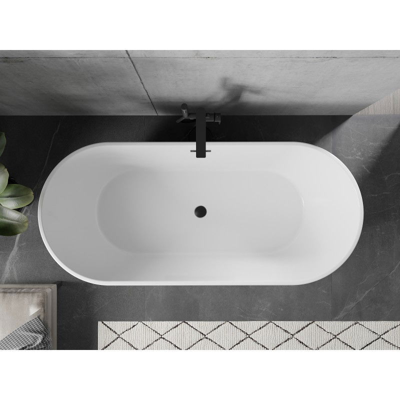 Mexen Flavia 150 x 75 cm, free-standing bath, white, black overflow - 54031507500-70