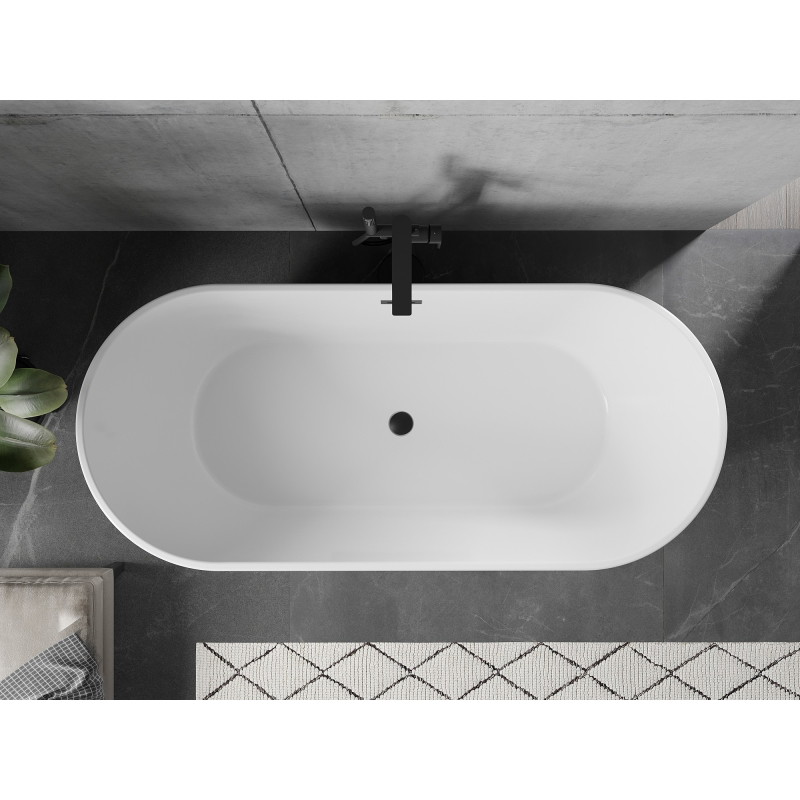 Mexen Flavia freestanding bathtub 150 x 75 cm, white, black overflow - 54031507500-B