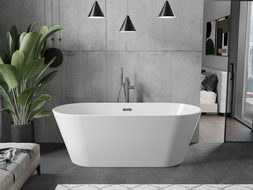 Mexen Flavia freestanding bath 150 x 75 cm, white, overflow gun metal - 54031507500-95
