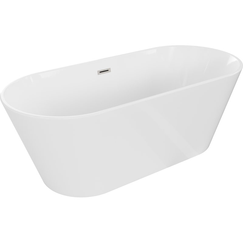 Mexen Flavia freestanding bathtub 150 x 75 cm, white, brushed nickel overflow - 54031507500-97