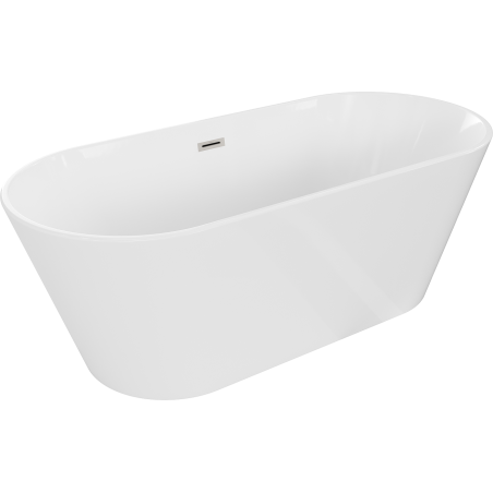 Mexen Flavia freestanding bath 150 x 75 cm, white, brushed nickel overflow - 54031507500-97