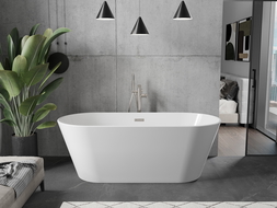 Mexen Flavia freestanding bathtub 150 x 75 cm, white, brushed nickel overflow - 54031507500-97