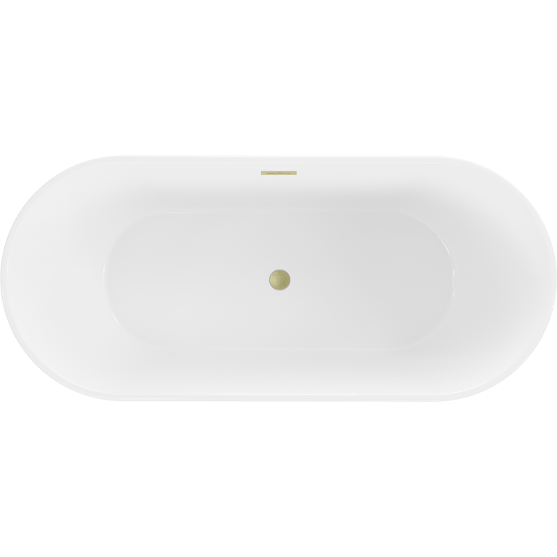 Mexen Flavia freestanding bath 150 x 75 cm, white/black, overflow brushed gold - 54031507575-55