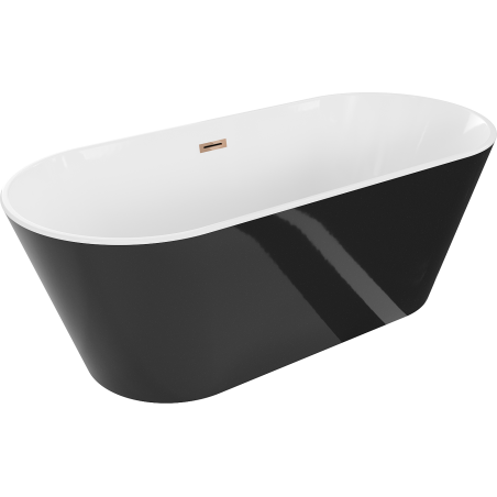 Mexen Flavia freestanding bathtub 150 x 75 cm, white/black, rose gold overflow - 54031507575-60