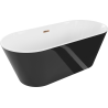 Mexen Flavia freestanding bathtub 150 x 75 cm, white/black, overflow in rose gold - 54031507575-60