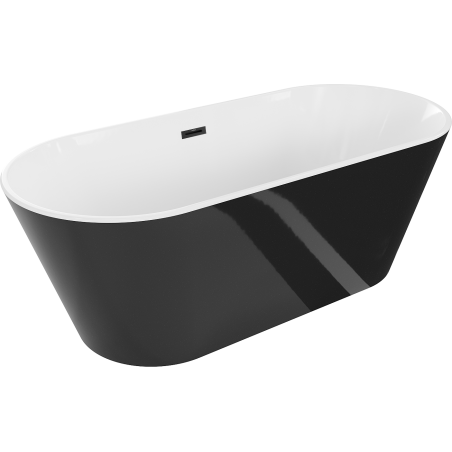 Mexen Flavia 150 x 75 cm Freestanding Bath, White/Black, Black Overflow - 54031507575-70