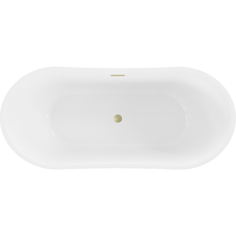 Mexen Montana freestanding bathtub 150 x 75 cm, white, brushed gold overflow - 52011507500-55