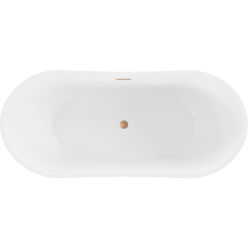 Mexen Montana freestanding bath 150 x 75 cm, white, brushed copper overflow - 52011507500-65