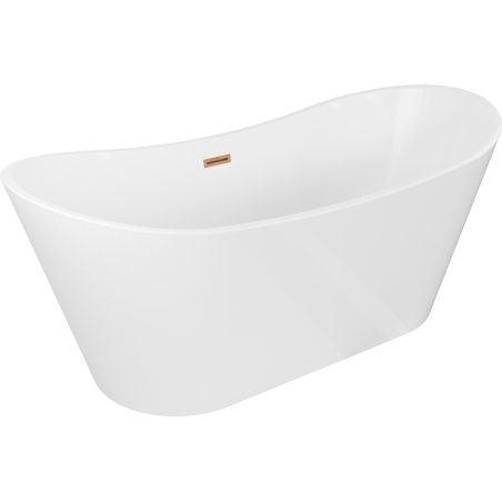 Mexen Montana freestanding bath 150 x 75 cm, white, brushed copper overflow - 52011507500-65