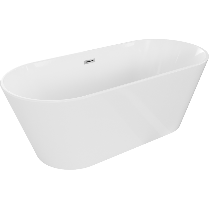 Mexen Flavia freestanding bathtub 160 x 75 cm, white, chrome overflow - 54031608000