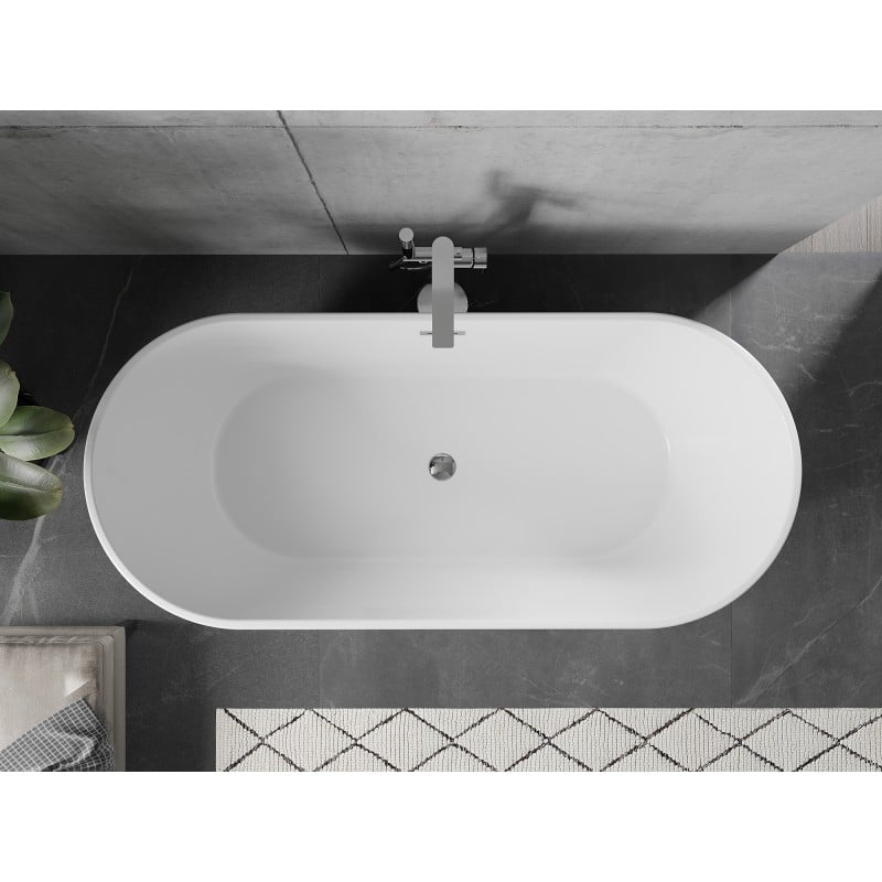 Mexen Flavia freestanding bathtub 160 x 75 cm, white, chrome overflow - 54031608000