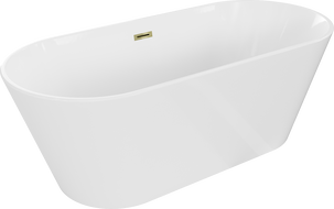 Mexen Flavia freestanding bath 160 x 75 cm, white, gold overflow - 54031608000-50