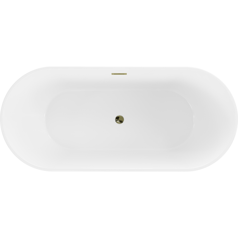 Mexen Flavia freestanding bath 160 x 75 cm, white, gold overflow - 54031608000-50