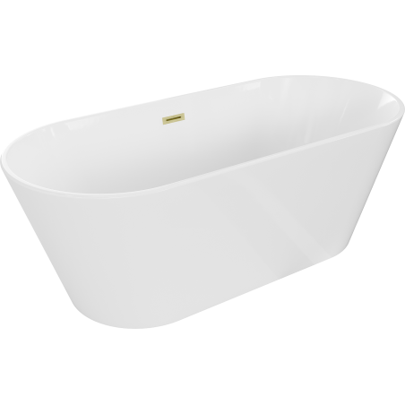 Mexen Flavia free-standing bathtub 160 x 75 cm, white, brushed gold overflow - 54031608000-55