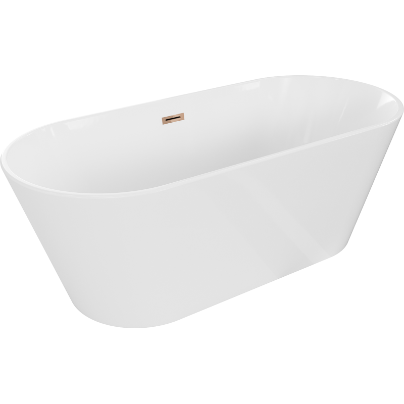 Mexen Flavia freestanding bathtub 160 x 75 cm, white, rose gold overflow - 54031608000-60