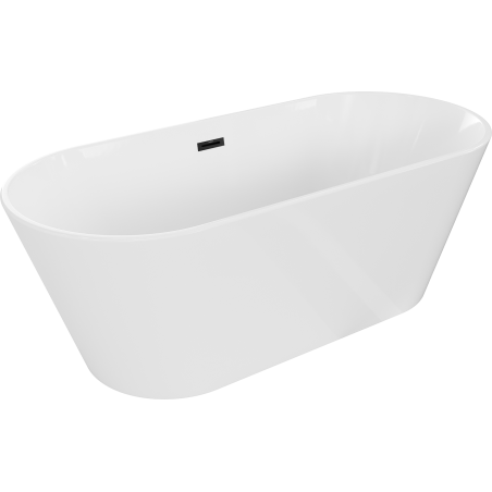 Mexen Flavia Freestanding Bath 160 x 75 cm, White, Black Overflow - 54031608000-70