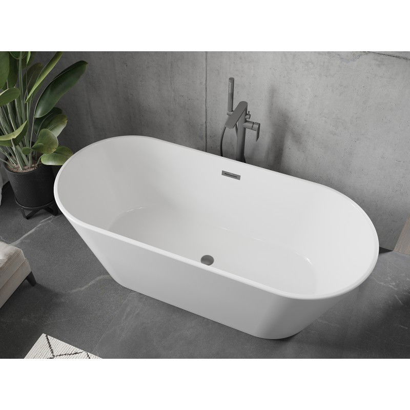 Mexen Flavia free-standing bath 160 x 75 cm, white, overflow gun metal - 54031608000-95