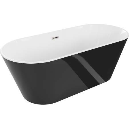 Mexen Flavia freestanding bath 160 x 75 cm, white/black, brushed nickel overflow - 54031608075-97