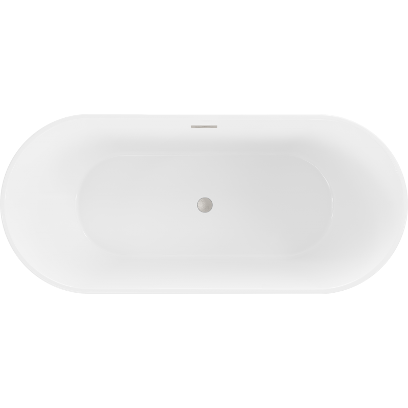 Mexen Flavia freestanding bath 160 x 75 cm, white/black, brushed nickel overflow - 54031608075-97