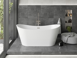 Mexen Montana freestanding bathtub 150 x 75 cm, white, brushed nickel overflow - 52011507500-97