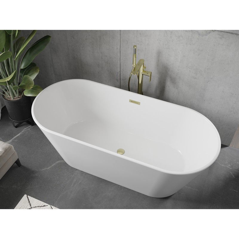 Mexen Flavia freestanding bath 170 x 75 cm, white, brushed gold overflow - 54031708000-55