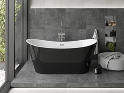Mexen Montana free-standing bathtub 150 x 75 cm, white/black, chrome overflow - 52011507575-01