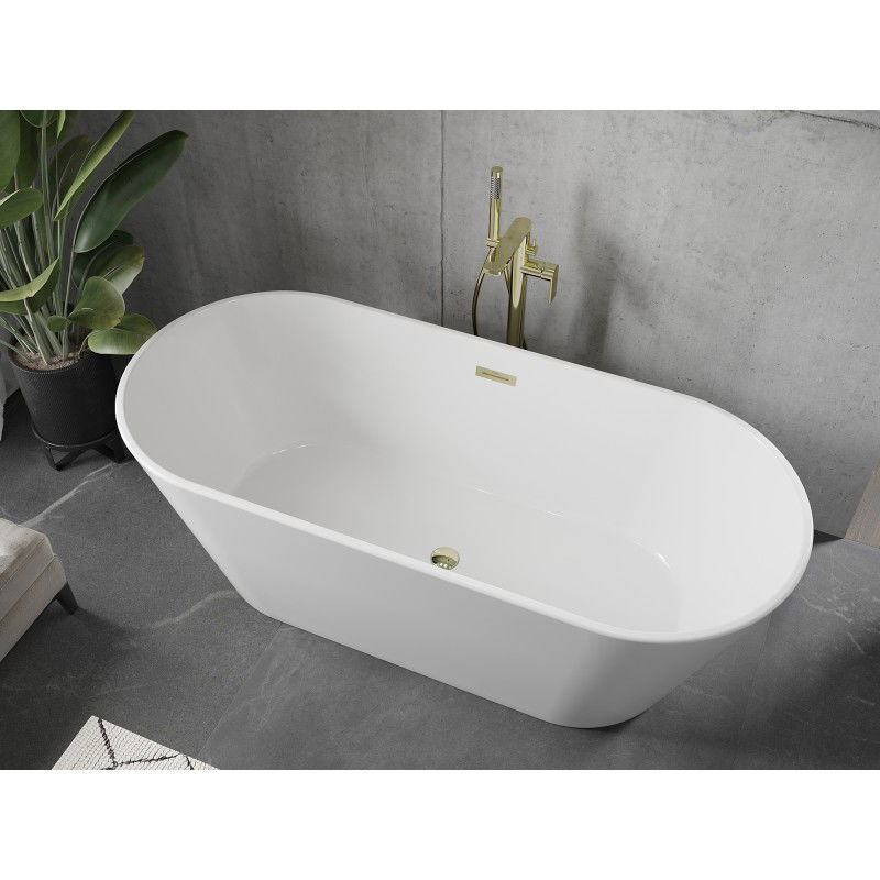 Mexen Flavia freestanding bath 170 x 75 cm, white, gold overflow - 54031708000-50