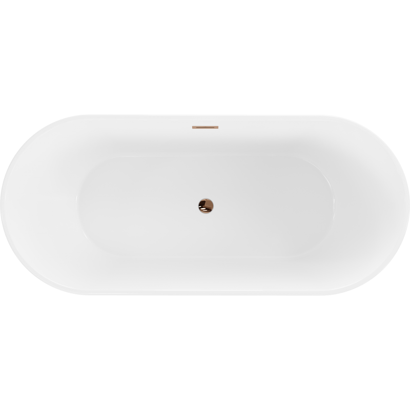 Mexen Flavia freestanding bath 170 x 75 cm, white, overflow rose gold - 54031708000-60