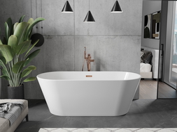Mexen Flavia freestanding bath 170 x 75 cm, white, overflow rose gold - 54031708000-60