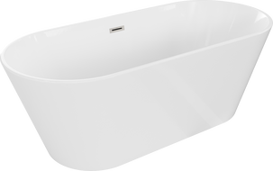 Mexen Flavia freestanding bathtub 170 x 75 cm, white, brushed nickel overflow - 54031708000-97