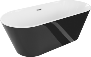 Mexen Flavia freestanding bath 170 x 75 cm, white/black, chrome overflow - 54031708075-01