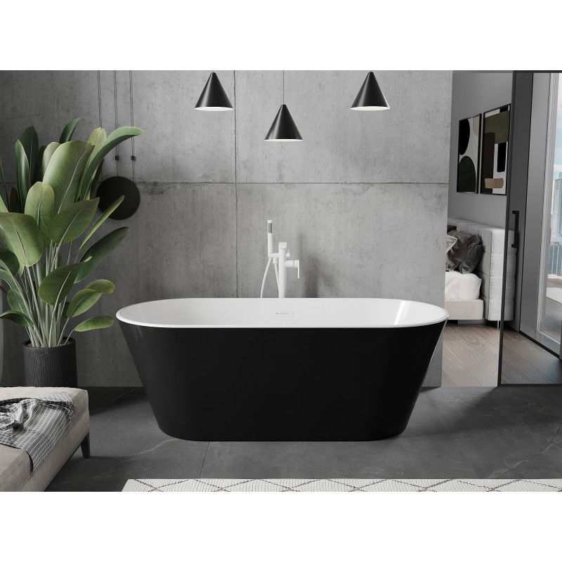 Mexen Flavia freestanding bath 170 x 75 cm, white/black, white overflow - 54031708075-20