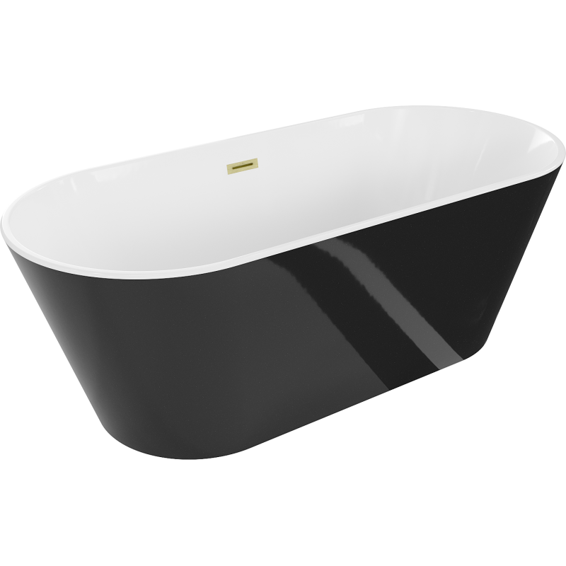 Mexen Flavia freestanding bathtub 67 x 29 inches, white/black, brushed gold overflow - 54031708075-55